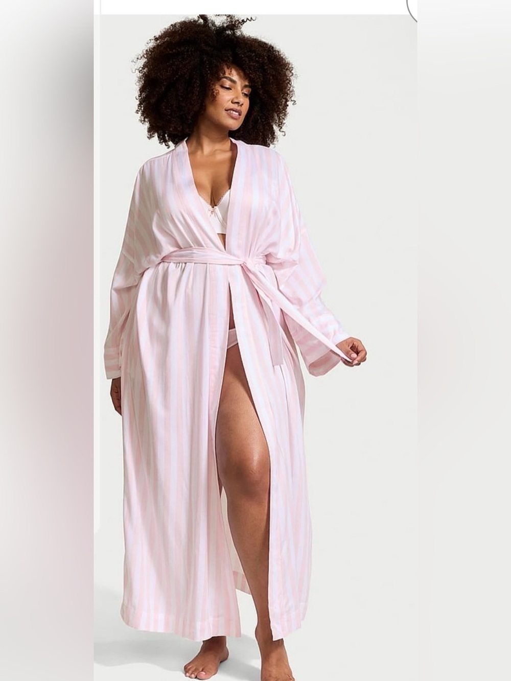 Victoria's Secret Pink Striped Full Length Robe